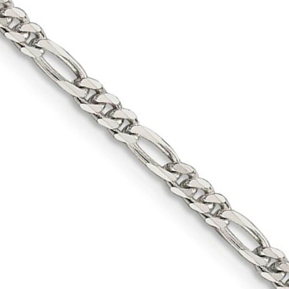 2.8mm Sterling Silver, Solid Figaro Chain Necklace, 22 Inch
